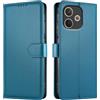JUNETOP Cover per OPPO A5 Pro (5G/4G), Custodia a Libro Blu Turchese