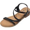 JOMIX Sandali Donna Estive Zeppa Eleganti Comodi in Eco-Pelle Cuoio Mare Spiaggia SD8267-1 (Nero, 39)