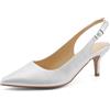 Greatonu Slingback Donna Scarpe Eleganti Decollete con Tacco Medio a Gattino e Punta, Argento EU 40