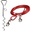 CtopoGo Cavo per legare il cane, rosso, 3 m (3 m) con picchetto a spirale da 45,7 cm