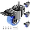 WOZESEIK Set di 4 ruote girevoli con attacco filettato da 5,1 cm, resistenti, set di 4 ruote americane UNC 3/8 - 16 x 1