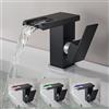 OUGOO Rubinetto LED senza batteria per bagno, miscelatore per lavabo con LED a 3 colori
