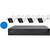 PNI Kit di Videosorveglianza PNI House IPMAX con 4 Porte PoE e 4 Telecamere IP da 3 MP + Gift Sticky Pad Blu