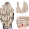 GOO GOO Extension Capelli Veri Biadesivo, 55cm 50g 20pcs, Remy Extension Biadesive Capelli Veri,17A/60A Biondo Cenere con Riflessi Biondo Platino