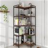 VEDECASA Libreria angolare a 5 ripiani, deformabile, con struttura in metallo, per soggiorno, casa, camera da letto, casa, ufficio, studio