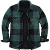 ZENTHACE Camicia giacca da uomo in flanella foderata in caldo pile Sherpa (tutto foderato in pile Sherpa), Plaid verde., X-Large