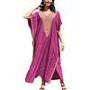YOUKD Kaftano Lungo in Cotone Estivo da Donna Costume da Bagno Maxi Bohemian Accappatoi da Spiaggia