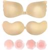 SHEKINI Reggiseno invisibile da donna, confezione da 4 pezzi, reggiseno push-up senza spalline, adesivo sulla schiena, per feste, matrimoni, abiti da sera