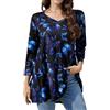 Enmain Tunica Donna Viola Manica Lunga Maglia Lunga Maglietta a Maniche Lunghe 3/4 Taglie Forti Longline Blusa Scollo V Camicia Elegante 4XL