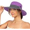 UTOWO Cappello da sole da donna estivo protezione UV cappello da spiaggia a tesa larga in rete cappello da pesca con foro per coda di cavallo cappello pieghevole