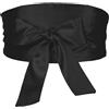 Elerevyo Cintura obi da donna in raso setoso e setoso, da annodare, ampia fascia in vita per abito da sposa, Nero , 58-78cm/22.83-41.73