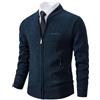 Shuanghao Uomo Giacca Cardigan Magliaone di Felpato Cardigan Casual Maglioni Zip Abbigliamento Primaverile Autunno Invernale Calda Morbida Elegante Outwear Tops per Uomo Blu XL(Collare Baseball)