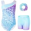 Gogokids - Set da ginnastica a tre pezzi per ragazze, body senza maniche con pantaloncini e fascia, vestito da ginnastica con design a colori scintillanti sfumati, età 3-12 anni, 130(120-130 cm,8-9Y)