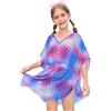 Haloumoning - Costume da bagno da spiaggia in chiffon per ragazze, con vita elastica, stampato, copricostume per bambini, 5-14 anni, blu viola, 13-14 Years