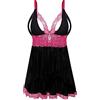 EVELIFE Lingerie Donna Sexy Pizzo Floreale Taglie Forti Babydoll e G-String Set Scollo a V Camicia da Notte Trasparente Completo Intimo Biancheria da Notte (Nero XXXXL)