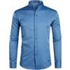 PARKLEES Camicia da uomo slim fit manica lunga abbottonatura casual colletto a fascia, Blu indaco, XL