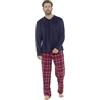 Style It Up Pigiama da uomo a maniche lunghe, termico, accogliente, caldo, invernale, per notti fredde e soggiorni in ospedale, idea regalo, in tessuto spazzolato Felpa in pile blu navy/rosso a quadri XL