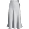 Eisnnu Gonna in Raso da Donna Gonna a Trapezio Lunghezza Midi Tinta Unita a Spina di Pesce in Seta per Feste aziendali S-XXXL (IT, Testo, M, Regular, Regular, Grigio)