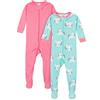 Gerber Pigiama con piedi per bambina, confezione da 2, Unicorni rosa, 4 anni
