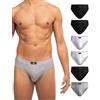 DANISH ENDURANCE Slip Uomo Cotone, 3 o 6 Paia, 6 X Multicolore (2 X Nero, 2 X Bianco, 1 X Grigio, 1 X Nero/Linea Rossa), XXL
