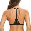 SHEKINI Reggiseno da donna senza ferretto con chiusura anteriore con allacciatura al collo Bralette da donna in pizzo a triangolo reggiseno imbottito sottoveste sexy crop top, Nero , L