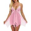 ONGASOFT Lingerie Donna Sexy Intima Pizzo Babydoll Trasparente Camicia da Notte Chiusura Frontale Aperta Scollo a V Perizoma, Bianco