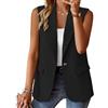 Getdoublerich Gilet da donna, colore senza maniche, alla moda, casual, con tasca con bottoni, blazer gilet (XXL nero)
