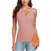 WOWENY Canottiera Termica da Donna con Pizzo, Senza Maniche, Invernale, con Scollo a V, in Pile, Colore: Rosa., S