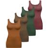 ALPIDEX Canotta Donna Set da 4 Top Basic Unito Cotone Stretch Canotta Intima Senza Maniche, Taglia:XS, Colore:Earth