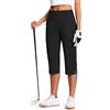 ISEE Pantaloni capri da golf da 45,7 cm, a vita alta, elasticizzati, da donna, con tasche, estivi, da lavoro, casual, Nero , XL