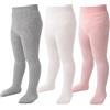 Marchare Collant per bambine spessi e solidi leggings in maglia a trecce invernali calde calze per bambine 1/2/3/4/5 confezioni, Rosa/Bianco Avorio/Grigio Chiaro - Confezione da 3, 3-6 Mesi
