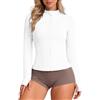 Locachy Giacca da donna aderente con zip intera per atletica, corsa, sport, allenamento, con fori per pollici