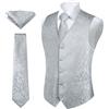 HISDERN Set di gilet e cravatta jacquard floreali classici da uomo in paisley floreale e tasca quadrata
