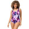 Ulla Popken, Costume da Bagno da Donna, Taglie Grandi, Alice, Softline, Marbleprint, Lilla, 62-64