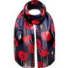 Basic Sense Beautiful Remembrance Day Flower Papaveri Floreale Stampato Rosso Papavero Leggero Raso Stripe Sciarpa WW1 WW2 47 - Blu marino Taglia unica