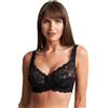ShopMCR Reggiseno da donna a coppa piena in pizzo con ferretto, coppa morbida, copertura completa, non imbottito, push-up da donna, Nero , 7D