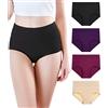 wirarpa Slip Donna Mutande Vita Alta Modal Elasticizzato Culotte Comode Pacco da 4 Multicolore Taglia S