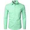 PARKLEES Camicia da uomo a maniche lunghe tinta unita slim fit casual business formale abbottonatura camicie con tasca