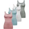ALPIDEX Canotta Donna Set da 4 Top Basic Unito Cotone Stretch Canotta Intima Senza Maniche, Taglia:M, Colore:Sunrise