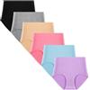 Lohhbve Delle Donne Cotone Plus Size Mutandine Pack Vita Alta Slip Solidi Morbidi Knickers Intima Traspirante-Wicking 6 Pack