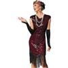 Viloree Vestito Gatsby Donne 1920s Vestito Abito Anni 20 Donna Vestito da Sera Paillette Impreziosito Frange