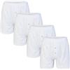 Nuofengkudu Uomo Larghi Boxer con Bottoni Apertura Frontale Cotone Stretch Elasticizzato Vita Pigiama Mutande Larghe Comode Casa Tinta Unita Pacco da 4 Bianco L
