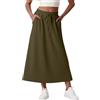 GRECERELLE Gonna da donna con tasche elasticizzata in vita gonna midi a trapezio estiva casual maxi gonna lunga da donna UK, Verde militare, XXL