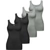 ALPIDEX Canotta Donna Set da 4 Top Basic Unito Cotone Stretch Canotta Intima Senza Maniche, Taglia:XS, Colore:Storm