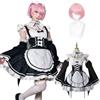 Fiamll Costume per Cosplay Anime Ram Re Life In a Different World From Zero Maid Abito Uniforme Set Completo per Carnevale e Dress Up con Parrucca per Donne e Ragazze M