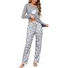 Litherday Pigiama Donna Cotone Due Pezzi Manica Lunga Scollo V Pantaloni | Cotone elasticizzato, scollo V, manica lunga, stampa stelle, pantaloni lunghi coordinati, lavaggio facile, casa notte relax