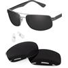 Forobb Lenti di ricambio polarizzate da 1,6 mm e naselli compatibili con occhiali da sole RayBan RB3445-61 mm