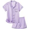 Cheerful Mario Satino Pigiami Due Pezzi per Bambina Maniche Lunghe Pyjamas Ragazza Sottile e Liscia Come la Seta Viola-C 14-15 Anni