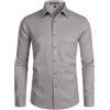 PARKLEES Camicia da uomo a maniche lunghe tinta unita slim fit casual business formale abbottonatura camicie con tasca
