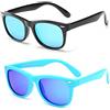 FOURCHEN Occhiali da sole polarizzati per bambini TPEE flessibile in gomma per le ragazze da 3 a 10 anni (blue lens black+blue lens blue)